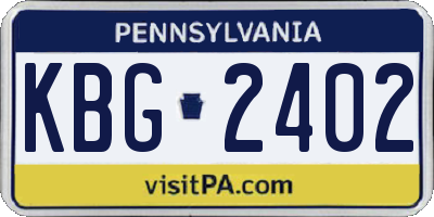 PA license plate KBG2402