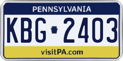 PA license plate KBG2403