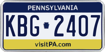 PA license plate KBG2407
