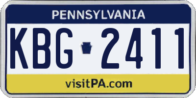 PA license plate KBG2411