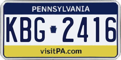 PA license plate KBG2416