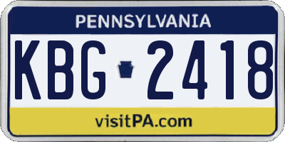 PA license plate KBG2418