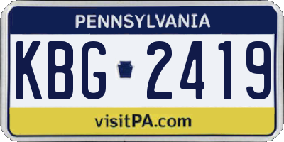 PA license plate KBG2419