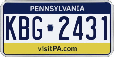 PA license plate KBG2431