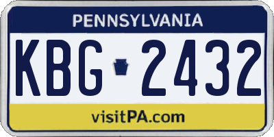 PA license plate KBG2432