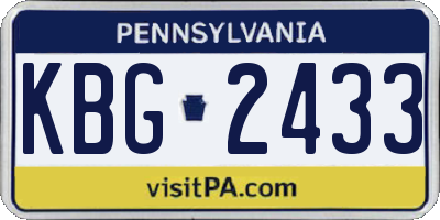 PA license plate KBG2433
