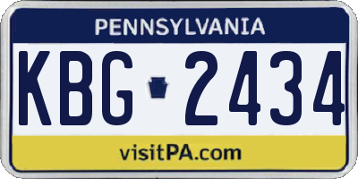 PA license plate KBG2434