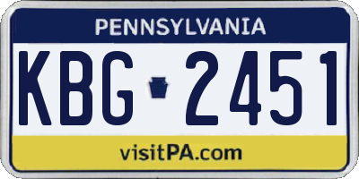 PA license plate KBG2451