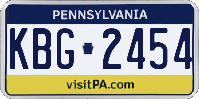 PA license plate KBG2454