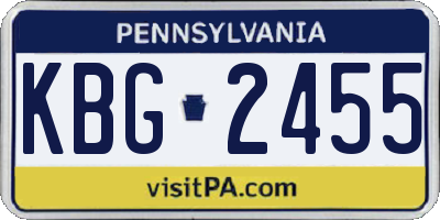 PA license plate KBG2455