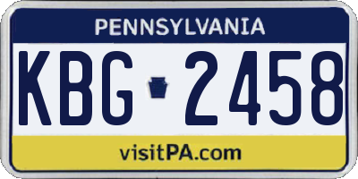 PA license plate KBG2458