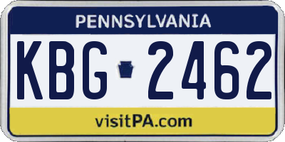 PA license plate KBG2462