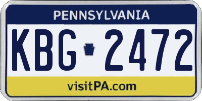 PA license plate KBG2472