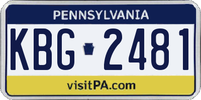 PA license plate KBG2481