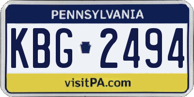 PA license plate KBG2494