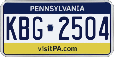PA license plate KBG2504