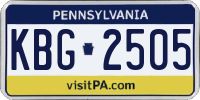 PA license plate KBG2505