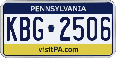 PA license plate KBG2506