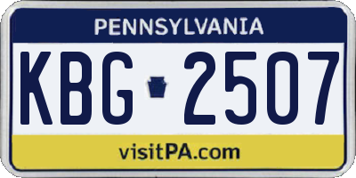 PA license plate KBG2507
