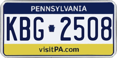 PA license plate KBG2508