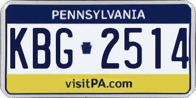 PA license plate KBG2514