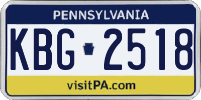 PA license plate KBG2518