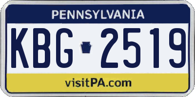 PA license plate KBG2519