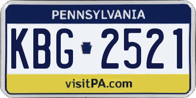 PA license plate KBG2521