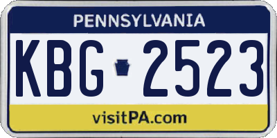 PA license plate KBG2523