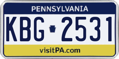PA license plate KBG2531