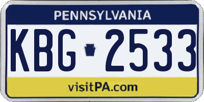 PA license plate KBG2533