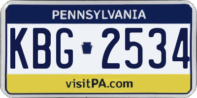 PA license plate KBG2534