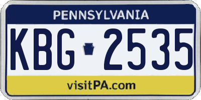 PA license plate KBG2535
