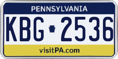 PA license plate KBG2536