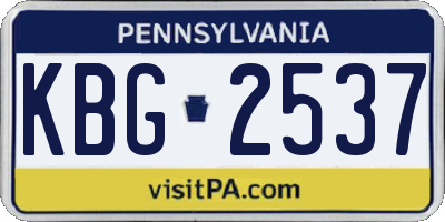 PA license plate KBG2537