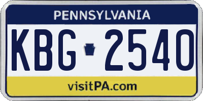 PA license plate KBG2540