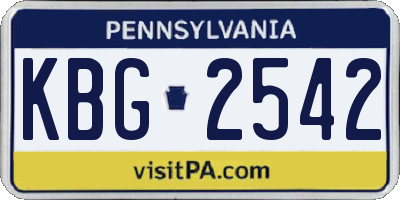 PA license plate KBG2542