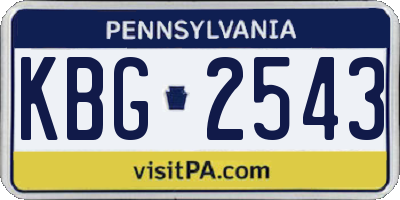 PA license plate KBG2543
