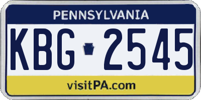 PA license plate KBG2545