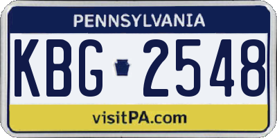 PA license plate KBG2548