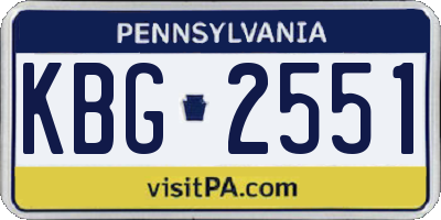 PA license plate KBG2551