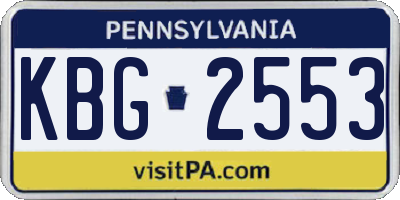 PA license plate KBG2553