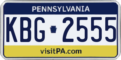PA license plate KBG2555
