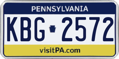 PA license plate KBG2572