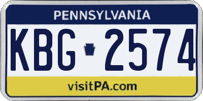 PA license plate KBG2574