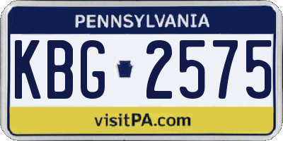 PA license plate KBG2575
