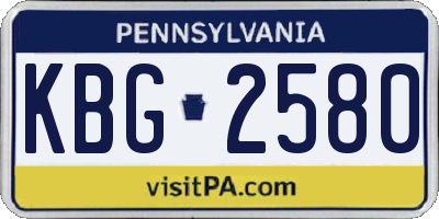PA license plate KBG2580