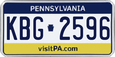 PA license plate KBG2596