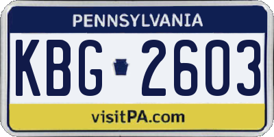 PA license plate KBG2603