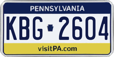 PA license plate KBG2604